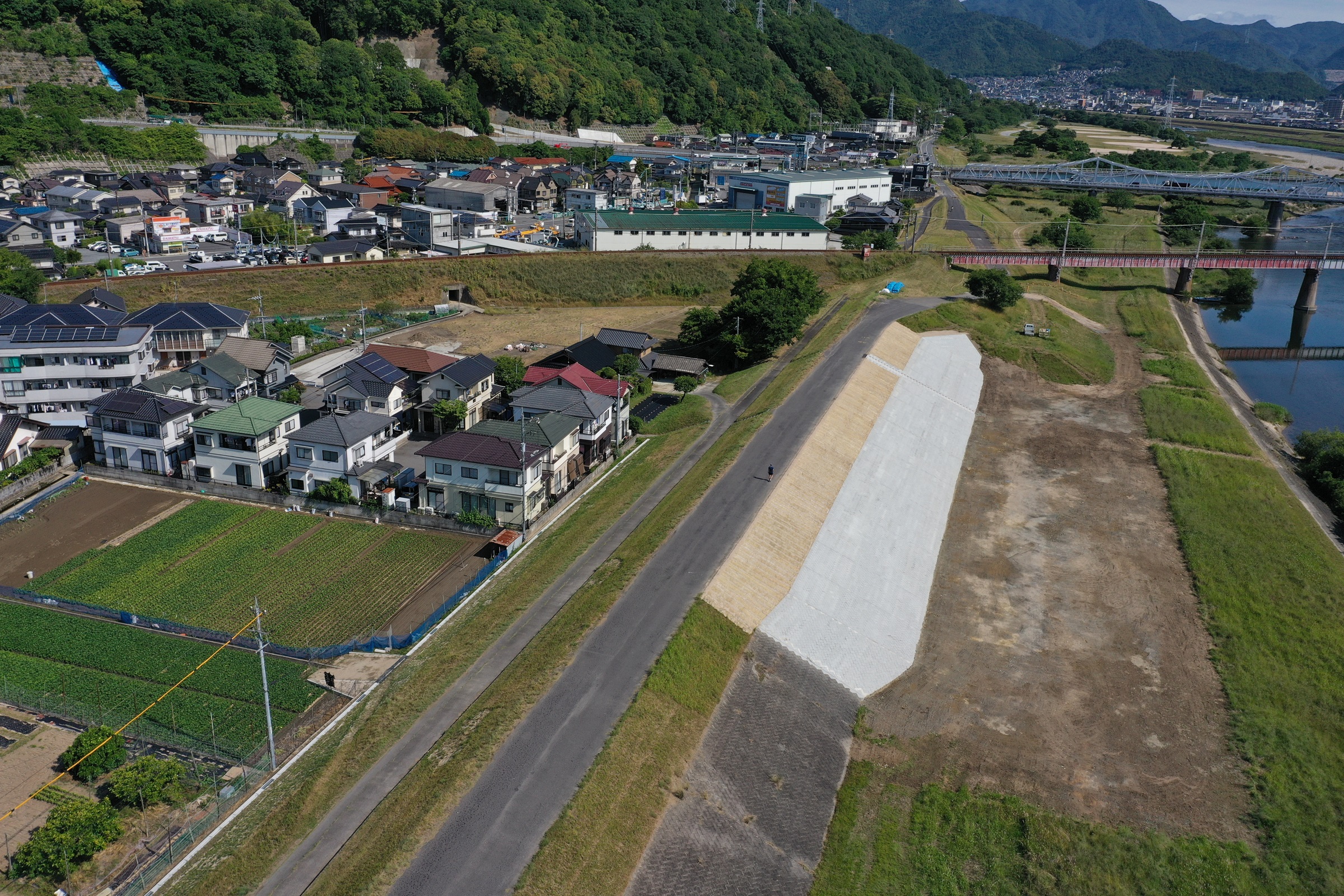 写真：令和３年度太田川八木地区外堤防強化工事